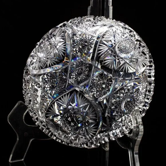 AMERICA Brilliant Crystal Nappy Bowl | Beautiful Intricate Pattern | Excellent - Picture 9 of 9